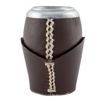 Mate Poro Uruguayo Forrado en Cuero y Base de Cuero